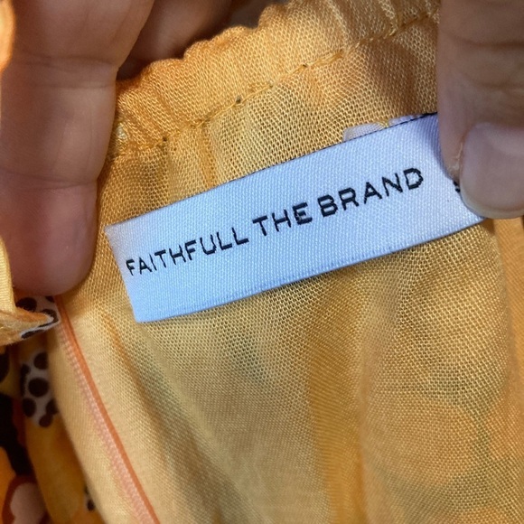 New Faithfull the Brand Li Reni Orange Cotton Floral Print Spring Dress Size S - Picture 12 of 13